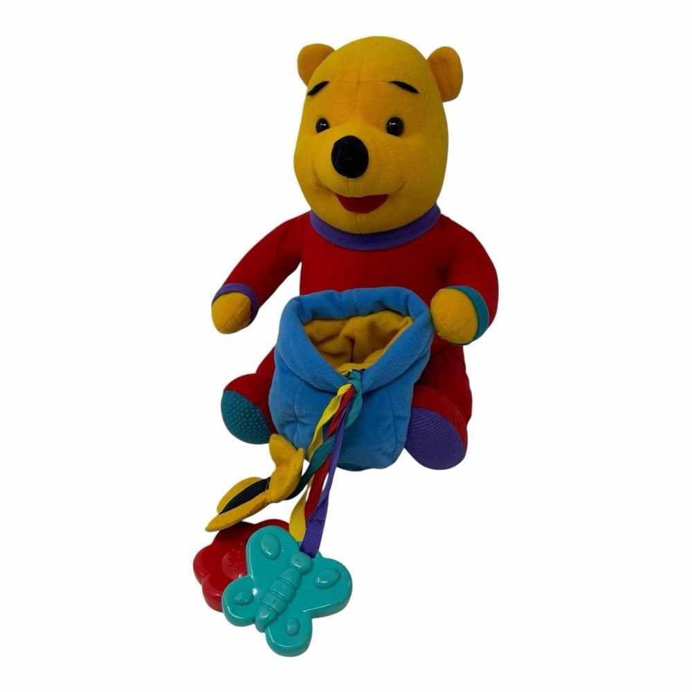 Disney Winnie the Pooh Sensory Plush Toy with Pouch and Butterfly Teether